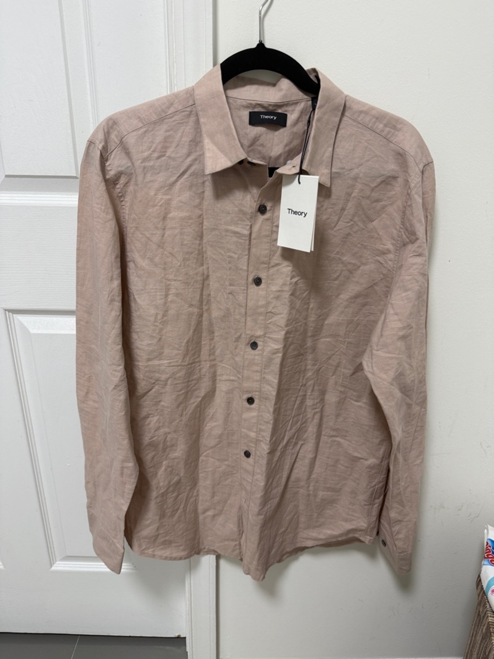 Theory Men's Button-Up Shirt in Blush Pink
